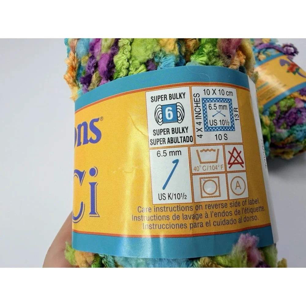 Patons Ci Ci Yarn Lot 4 Super Bulky Pom Pom Novelty Multicolor Parade